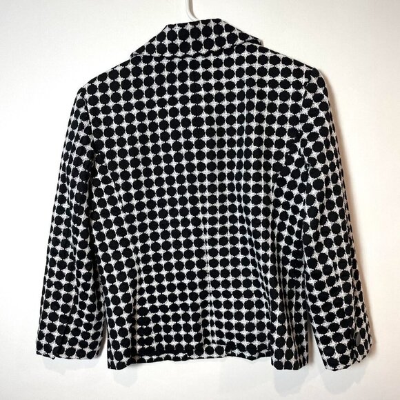 Peck & Peck Collection Polka Dot Blazer Jacket Womens 8 Black Collared Lined - Picture 3 of 5